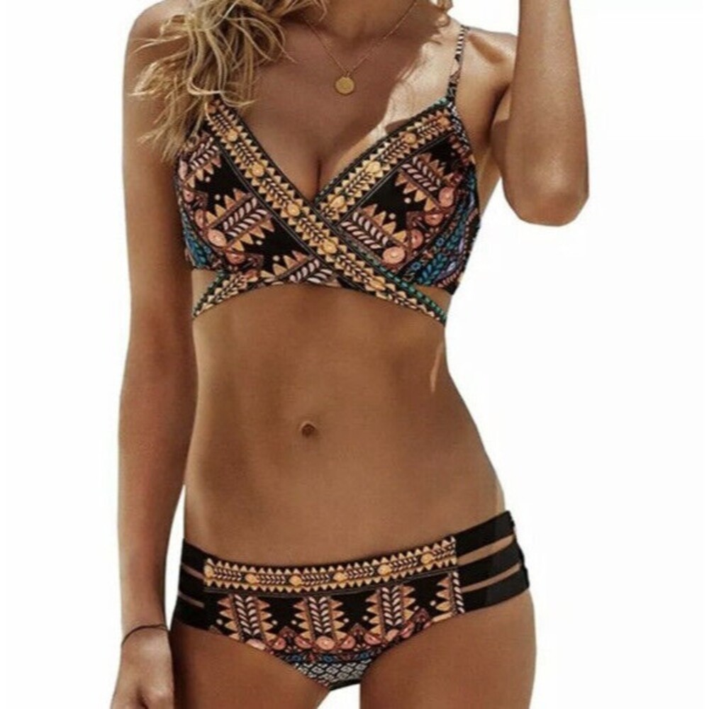 SHEIN Aztec Bandage Bikini Womens Plus Size 4X swimsuit 2 piece